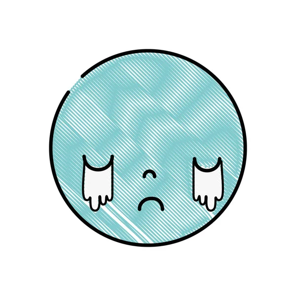 Grated Kawaii Head Cute Crying Face Vector Illustration — Stock Vector