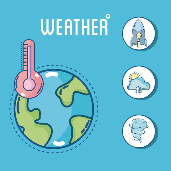 Plantilla Meteorológica Pronosticada Con Elementos Vector Ilustración Diseño Gráfico — Vector de stock