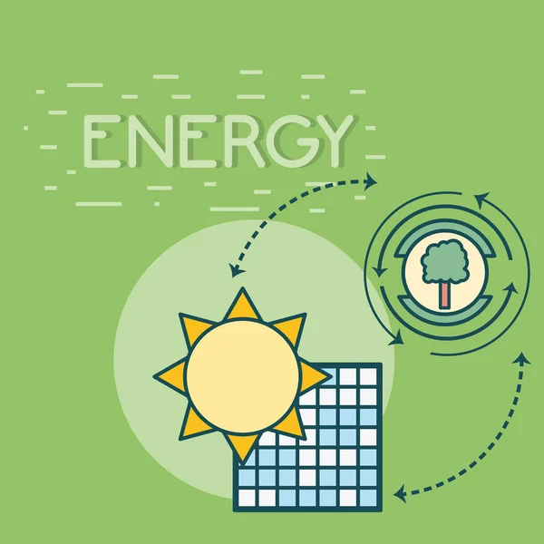 Zonnepaneel Elektrische Energie Vector Illustratie Grafisch Ontwerp — Stockvector