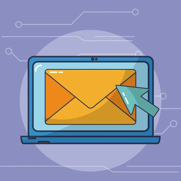 Enviar Mail Com Internet Laptop — Vetor de Stock