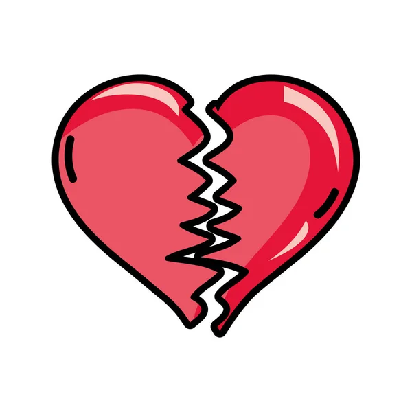 Coeur Amour Symbole Cassé Dessin Vectoriel Illustration — Image vectorielle