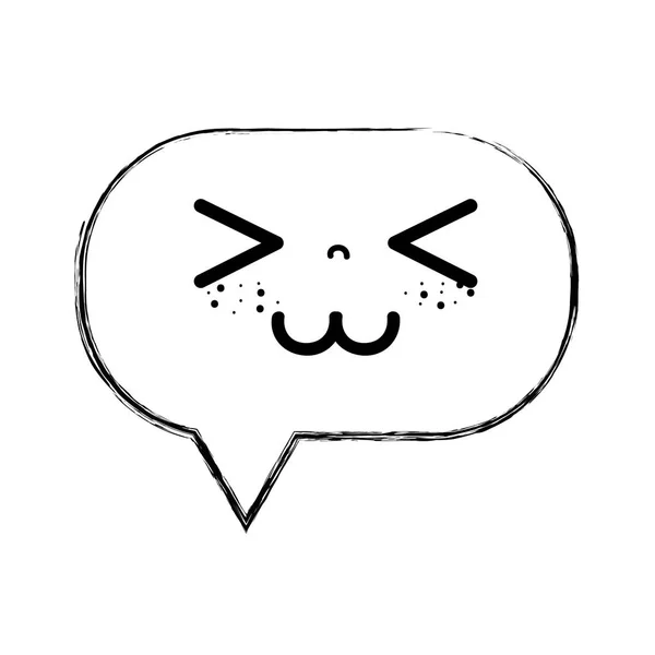 Figure Heureux Chat Bulle Kawaii Dessin Animé Vecteur Illustration — Image vectorielle
