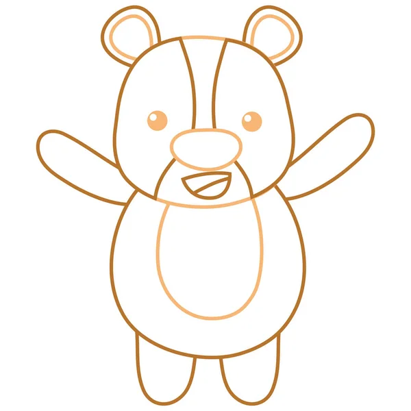 Цвет Линии Милый Веселый Медведь Дикие Животные Векторные Иллюстрации — стоковый вектор