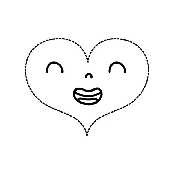 Gepunktete Form Lächeln Herz Kawaii Mit Gesichtsausdruck Vektor Illustration — Stockvektor