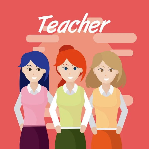 Young teachers teamwork cartoons concept vector illustration graphic design