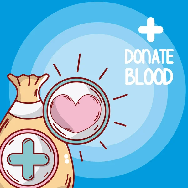 Donasikan Kantong Darah Dan Gambar Gambar Vektor Jantung - Stok Vektor