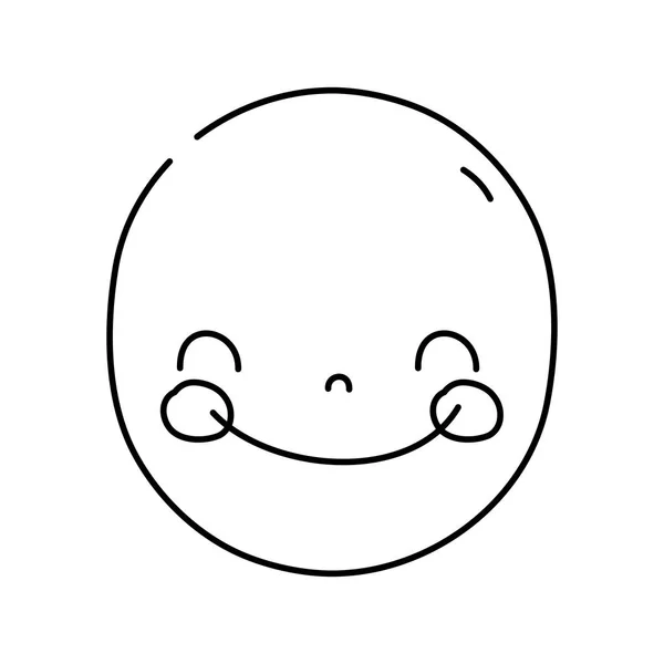 Γραμμή Πρόσωπο Χαριτωμένο Ευτυχείς Kawaii Έκφραση Διανυσματικά Εικονογράφηση — Διανυσματικό Αρχείο