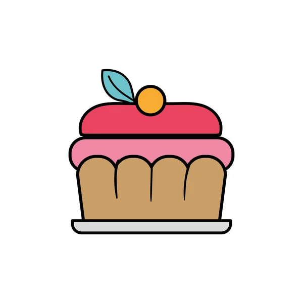 おいしいケーキ甘いデザート食品ベクトル図 — ストックベクタ