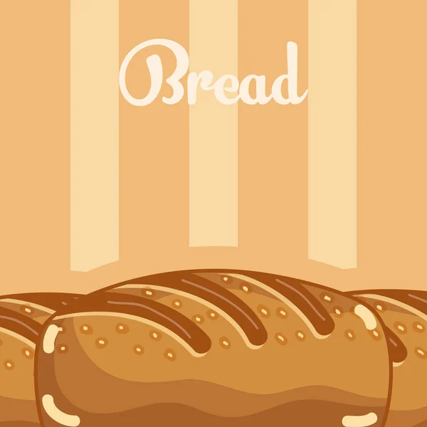 Große Brote Köstlich Und Frisch Über Braun Gestreiften Hintergrund Vektor — Stockvektor