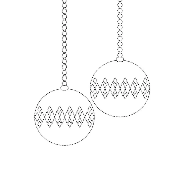 Forme Pointillée Boules Ovales Suspendues Joyeux Noël Décoration Vectoriel Illustration — Image vectorielle