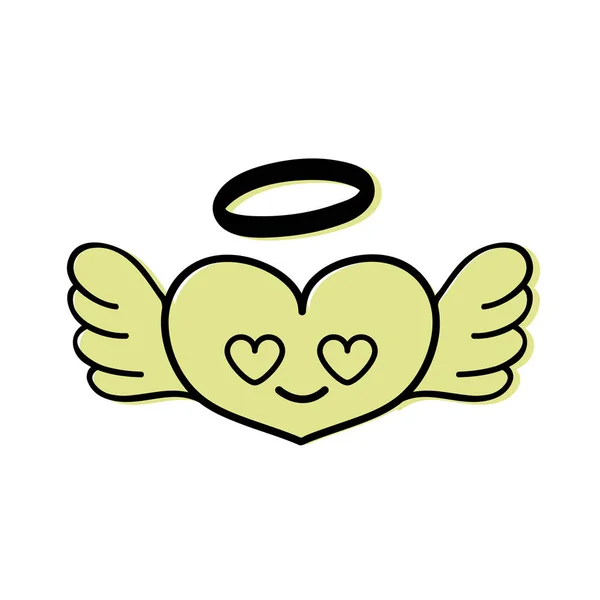 Color Heart Angel Love Kawaii Cartoon Vector Illustration — Stock Vector