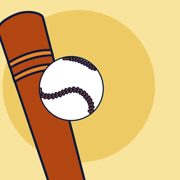 Бейсбольна Спортивна Бита Над Жовтим Тлом Векторні Ілюстрації Графічний Дизайн — стоковий вектор