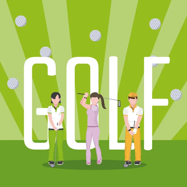 Golf Spelers Team Blauw Gestreepte Achtergrond Met Ballen Vector Illustratie — Stockvector