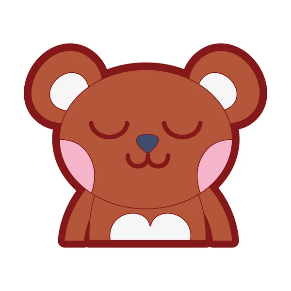 Linha Cor Dormindo Urso Adorável Animal Selvagem Vetor Ilustração — Vetor de Stock