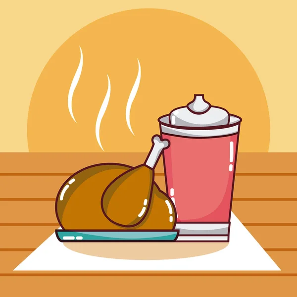 Hühnerfleisch Essen Cartoon Vektor Illustration Grafik Design — Stockvektor