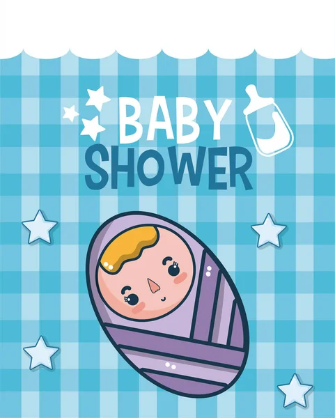 Baby Ντους Χαριτωμένο Κάρτα Κινούμενα Σχέδια Διανυσματικά Εικονογράφηση Γραφιστικής — Διανυσματικό Αρχείο