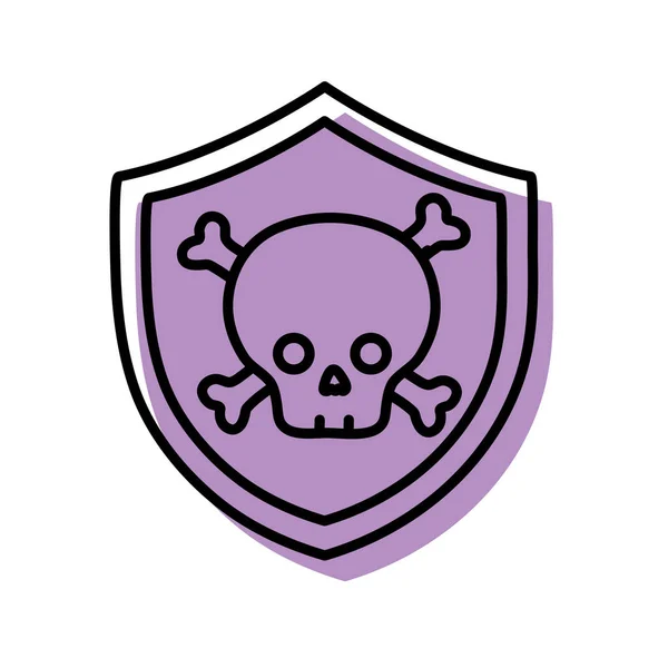 Escudo Seguridad Con Huesos Peligrosos Del Cráneo Dentro Ilustración Vectorial — Vector de stock