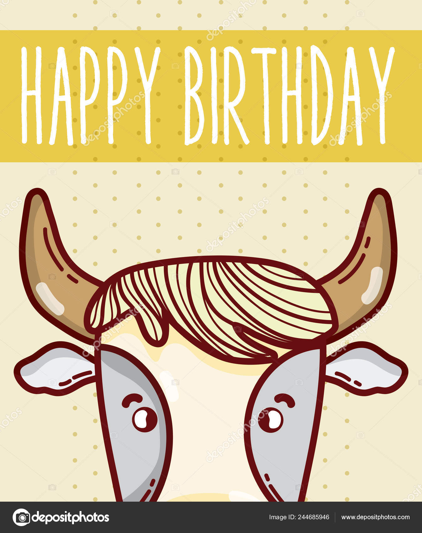 Glückwunsch Zum Geburtstag Karte Mit Stier Cartoon Vektor Illustration