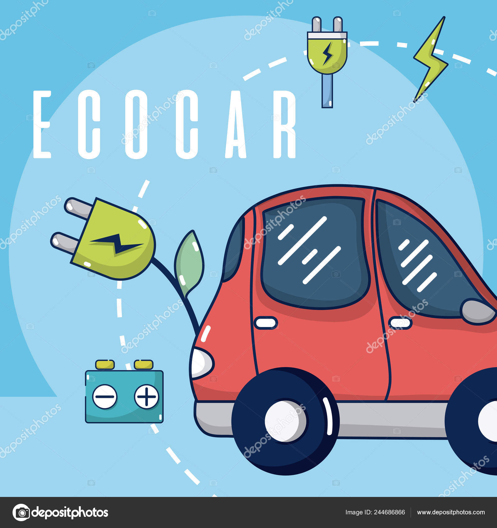 Electric Car Green Energy Symbols Vector Illustration Graphic Design ...