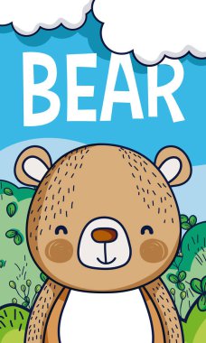 Sevimli ayı orman karikatür vektör çizim grafik tasarım