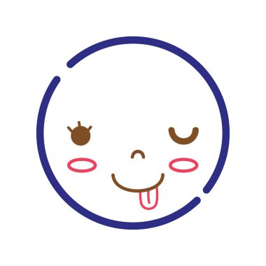 sevimli komik yüzü ile renkli kawaii baş illüstrasyon vektör