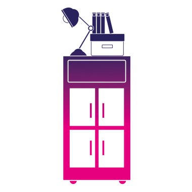 siluet kabine arşiv kitaplar ve lamba Resepsiyon vektör çizim ile