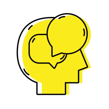 siluet vektör çizim içinde sohbet kabarcıklar adamla