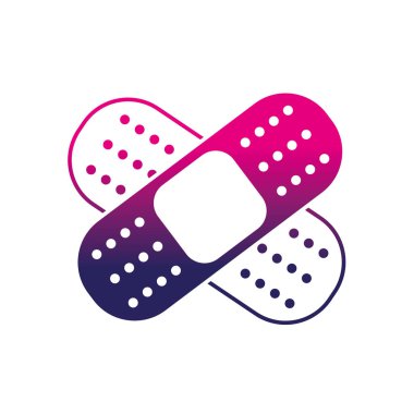 siluet yardım grubu yapıştırıcı vektör çizim çapraz şeklinde