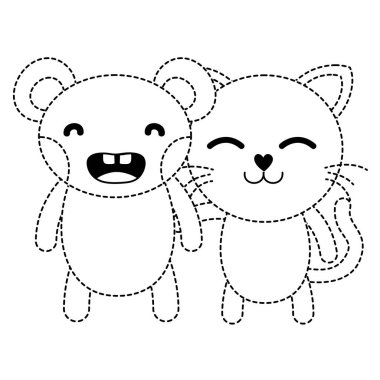 noktalı şekil ayı ve sevimli hayvanlar arkadaşlar vektör çizim kedi