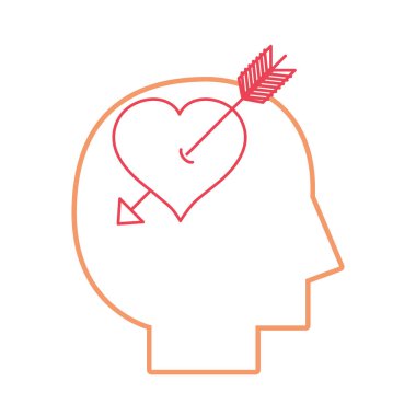 satır siluet adam kalp vektör çizim içinde oklu