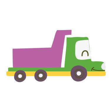 renkli kawaii gülümseme damperli kamyon sanayi vektör çizim