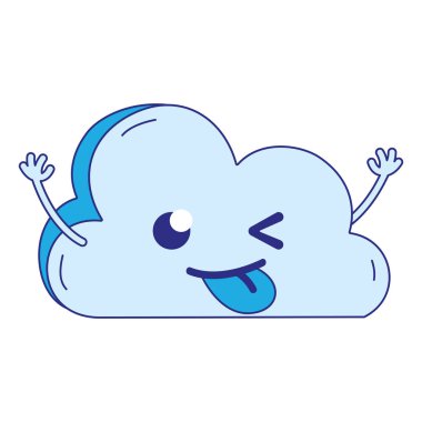 tam renkli komik doğal bulut hava kawaii vektör çizim