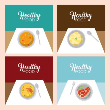 Kare kare sağlıklı gıda vektör çizim grafik tasarım