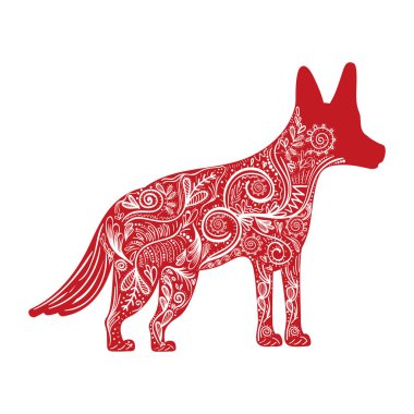 köpek hayvan Çince Zodyak ve süs dekorasyon illüstrasyon vektör