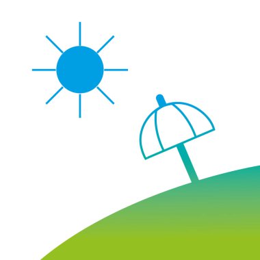 siluet ada güneş hava ve şemsiye açık vektör çizim ile