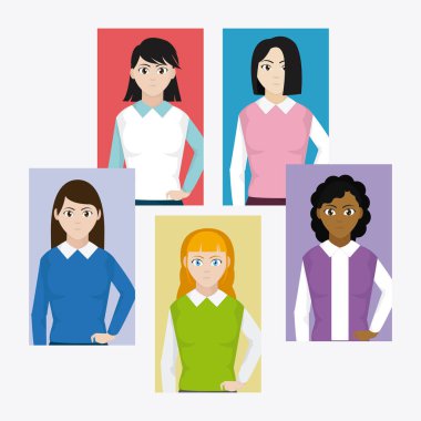 Gençler kareler çerçeve koleksiyonu vektör çizim grafik tasarım üzerinde çizgi film