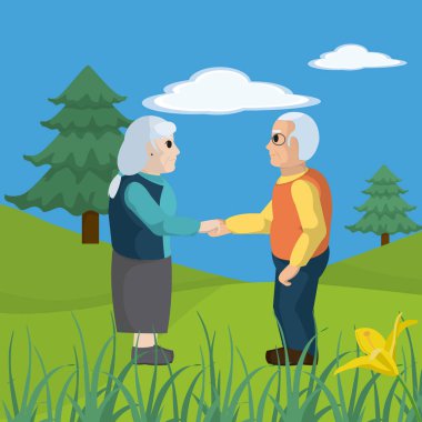 Şirin dedesi Çift Doğa vektör çizim grafik tasarımı üzerinde