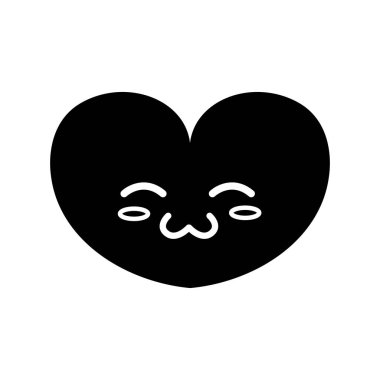 kontur sevimli kalp kawaii karakter tasarlamak vektör