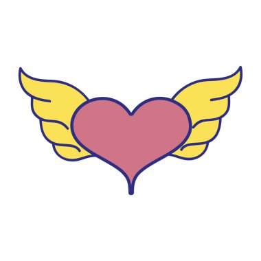 tam renkli kalp kanatları sembol sevgi sanat vektör çizim ile