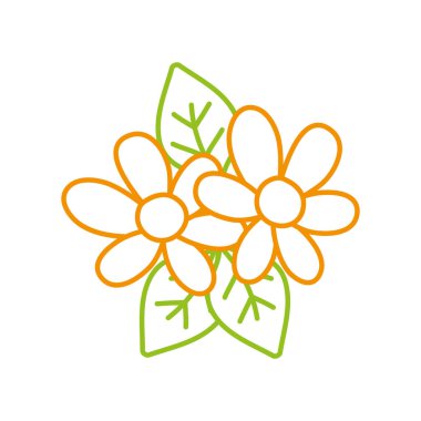 satır güzel çiçek yaprakları ile renk ve doğal yaprakları illüstrasyon vektör