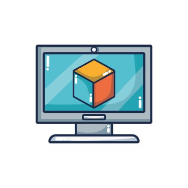 Bilgisayar aygıtı araç teknolojisi ve elektronik Tema izole tasarım vektör çizim