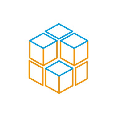 Geometrik ve soyut tema izole tasarım vektör çizim şeklini küp