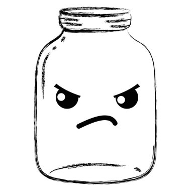 Grunge kızgın mason cam kawaii karikatür vektör çizim