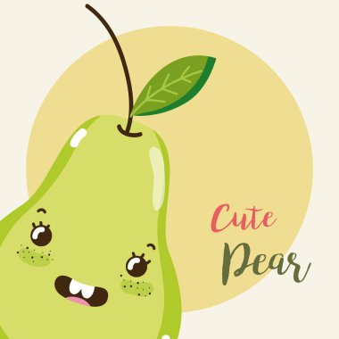 Tatlı armut kawaii karikatür vektör çizim grafik tasarım