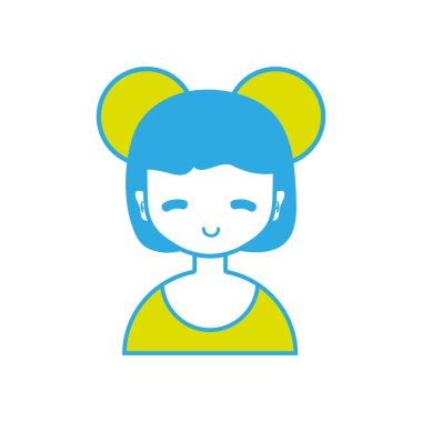 avatar kız bluz ve saç modeli tasarım vektör çizim ile