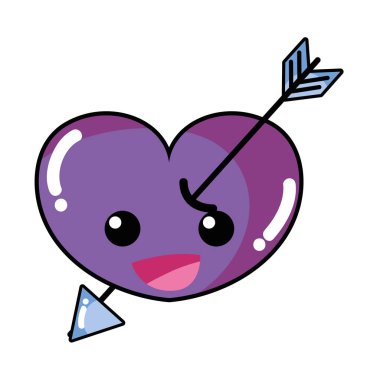 ok kawaii karakter vektör çizim ile mutlu kalp