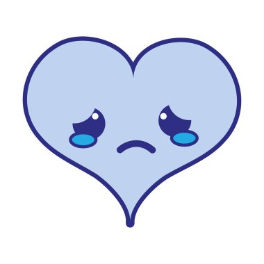 tam renkli kalp tutku kawaii karakter vektör çizim ağlıyor