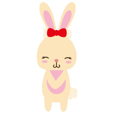 renkli sevimli ve utangaç tavşan kadın vahşi hayvan vektör çizim