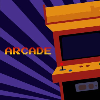 Arcade vintage videgame çizgili arka plan vektör illüstrasyon kavramı üzerinde