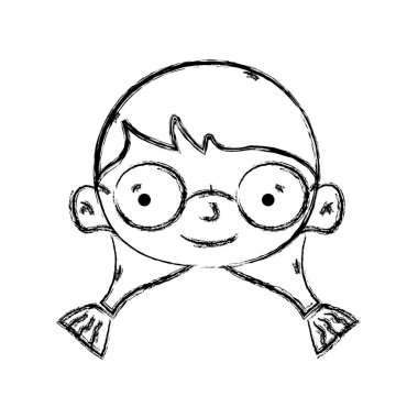 Kız kafa ile gözlük ve saç tasarım vektör illustraion rakam